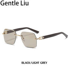 Carica l'immagine nel visualizzatore di Gallery, Crystal Rhinestone Vintage Square Rimless Sunglasses Women Frameless Sun Glasses for Men 2023  Retro Eyewear Uv400