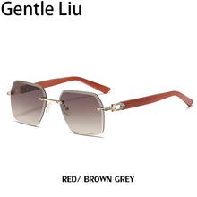 Carica l'immagine nel visualizzatore di Gallery, Crystal Rhinestone Vintage Square Rimless Sunglasses Women Frameless Sun Glasses for Men 2023  Retro Eyewear Uv400