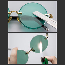 Load image into Gallery viewer, Crystal Stone Sunglasses Man Green Glass Sun Glasses Woman Rimless Round Driver Shade Vintage   Anti Scratch