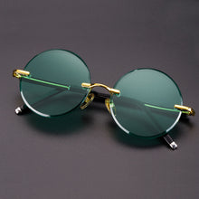 Load image into Gallery viewer, Crystal Stone Sunglasses Man Green Glass Sun Glasses Woman Rimless Round Driver Shade Vintage   Anti Scratch