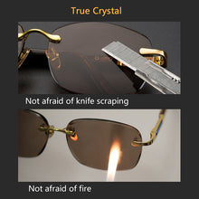 Load image into Gallery viewer, Crystal Stone Sunglasses Man Rimless Glass Sun Glasses Woman Vintage UV400  Metal Acetate Frame Anti Scratch