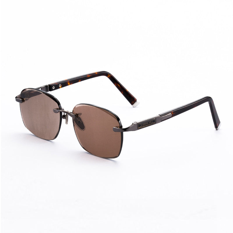 Crystal Stone Sunglasses Man Rimless Glass Sun Glasses Woman Vintage UV400  Metal Acetate Frame Anti Scratch
