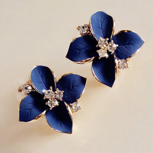 Crystal Stud Earrings Boucle d'oreille Femme Fashion Flower Earrings for Women Gold Bijoux Jewelry Brincos Pendientes Mujer E152
