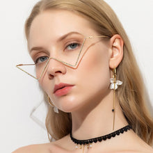 Load image into Gallery viewer, Crystal V Shape Glasses Frame Women Punk Style Half Frame Eyeglasses Frames Without Lens Jewelry Decorations 2023 Fashion