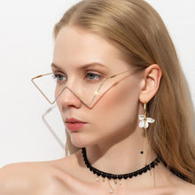 Load image into Gallery viewer, Crystal V Shape Glasses Frame Women Punk Style Half Frame Eyeglasses Frames Without Lens Jewelry Decorations 2023 Fashion