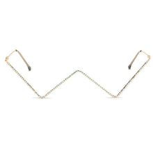 Load image into Gallery viewer, Crystal V Shape Glasses Frame Women Punk Style Half Frame Eyeglasses Frames Without Lens Jewelry Decorations 2023 Fashion