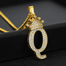 Load image into Gallery viewer, Crystal Zircon Alphabet Pendant Necklaces For Women Men Crown Initial Letter Necklace Hip Hop Gold Chain Jewelry Collier Bijoux