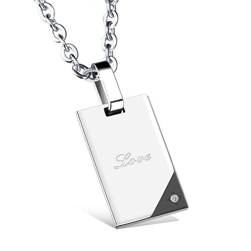 Crystals Lovers' Necklaces Love Pendants for Couples Necklaces Personalized Stainless Steel Necklace for Women Men Jewelry 2018