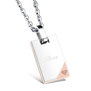 Crystals Lovers' Necklaces Love Pendants for Couples Necklaces Personalized Stainless Steel Necklace for Women Men Jewelry 2018