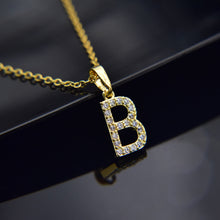 Carica l&#39;immagine nel visualizzatore di Gallery, Cubic Zircon Alphabet Pendants Gold Silver Color Copper Mini A-Z Letter Pendant Necklace Shinning 26 Initial Collares Jewelry