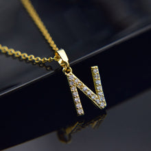 Carica l&#39;immagine nel visualizzatore di Gallery, Cubic Zircon Alphabet Pendants Gold Silver Color Copper Mini A-Z Letter Pendant Necklace Shinning 26 Initial Collares Jewelry