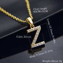 Carica l&#39;immagine nel visualizzatore di Gallery, Cubic Zircon Alphabet Pendants Gold Silver Color Copper Mini A-Z Letter Pendant Necklace Shinning 26 Initial Collares Jewelry