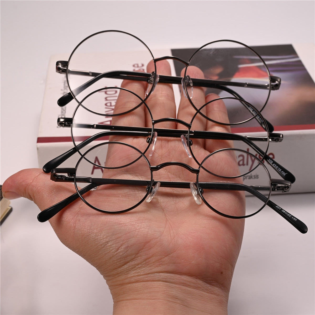 Vintage Small Round 38mm/43mm/46mm/50m Spring Hinges John Lennon Metal Eyeglass Frames Full Rim Myopia Rx Able Glasses