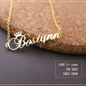 Custom Crown Name Necklace Personalized Jewelry Silver Rose Gold Stainless Steel Nameplate Choker Necklace Women Bridesmaid Gift