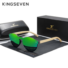 Load image into Gallery viewer, Custom LOGO KINGSEVEN Bamboo Series Polarized Men&#39;s Glasses Wooden Vintage Sunglasses UV400 Protection Women Eyewear