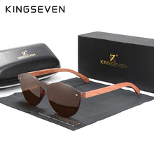 Carica l&#39;immagine nel visualizzatore di Gallery, Custom LOGO Natural Wooden Sunglasses KINGSEVEN Bubinga Men&#39;s Polarized Glasses Wooden Sun Glasses Original Accessories