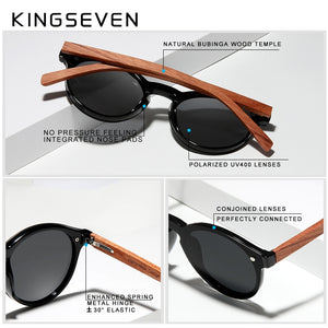 Custom LOGO Natural Wooden Sunglasses KINGSEVEN Bubinga Men's Polarized Glasses Wooden Sun Glasses Original Accessories
