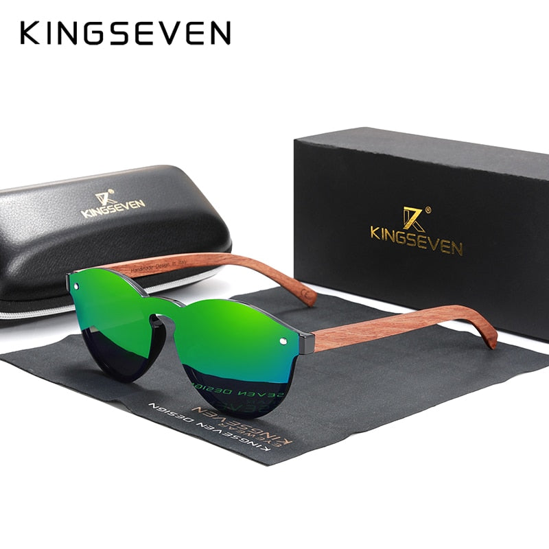 Custom LOGO Natural Wooden Sunglasses KINGSEVEN Bubinga Men's Polarized Glasses Wooden Sun Glasses Original Accessories