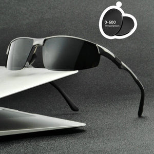 Custom Made Myopia Minus Prescription Polarized Lens Sunglasses Men Vintage Aluminum magnesium Sun Glasses Male Goggles FML