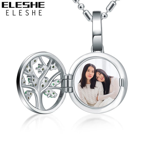 Collana con ciondolo in cristallo con albero genealogico con foto personalizzata Collana con catena in argento sterling 925 per gioielli di moda da donna 2018 Nuovo 