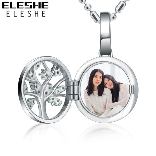 Custom Photo Family Tree Crystal Pendant Necklace 925 Sterling Silver Chain Necklace for Women Fashion Jewelry 2018 New