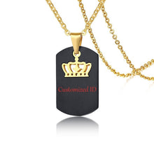 Carica l&#39;immagine nel visualizzatore di Gallery, Customized Queen King Pendant Couples Necklace Personalized Stainless Steel Movable Choker Collares Men Women Love Jewelry