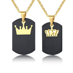 Customized Queen King Pendant Couples Necklace Personalized Stainless Steel Movable Choker Collares Men Women Love Jewelry