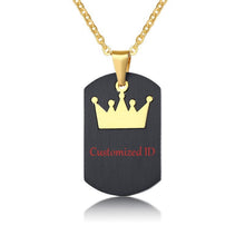 Carica l&#39;immagine nel visualizzatore di Gallery, Customized Queen King Pendant Couples Necklace Personalized Stainless Steel Movable Choker Collares Men Women Love Jewelry