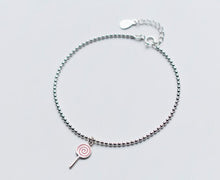 Load image into Gallery viewer, Cute 1pc 100% Real. 925 Sterling Silver Fine Jewelry Rainbow Candy lollipop Beads Chain Bracelet GTLS477