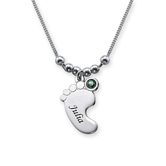 Cute Baby Foot Pendant Necklace High Quality Alloy Necklaces Jewelry Best Gift Can Custom Made Any Name YP2977 (Dropshipping)