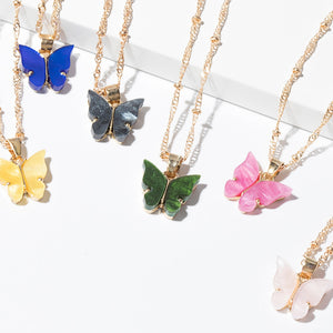 Cute Butterfly Pendant Necklace for Women Cocktail Party Statement Necklace Steet Style Korean Fashion Necklace Jewelry Gifts