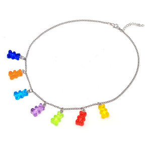 Cute  Cartoon Bear Chain Necklaces, Candy Color Pendant For Women&Girl Daily Jewelry Party Gifts