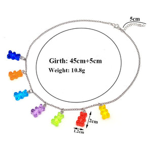Cute  Cartoon Bear Chain Necklaces, Candy Color Pendant For Women&Girl Daily Jewelry Party Gifts