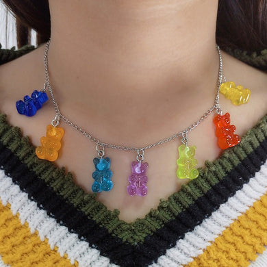 Collane a catena con orsi simpatici cartoni animati, ciondolo color caramello per regali per feste di gioielli quotidiani per donne e ragazze 