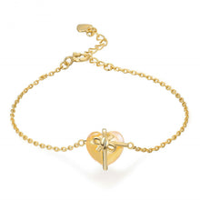 Load image into Gallery viewer, Cute Heart 1.3X1.1cm 100% Natural Quartz Citrine 925 Sterling Silver Charm Bracelet 14K Yellow Gold Plated S925 Chain Bracelet
