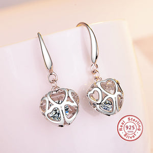 Cute Little Hollow love heart Crystal Ear Cuff Earrings for Women Girl Lovely Silver Color Luxury Zircon Stud Earrings Jewelry