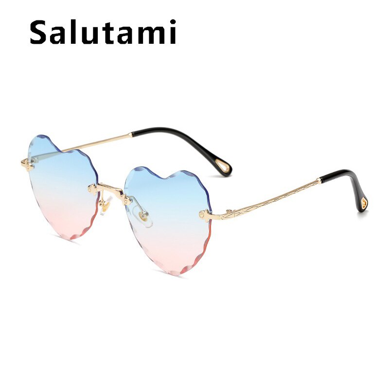 Cute Love Heart Shape Cat Eye Sunglasses For Women Ins Alloy Flower Frame 2023 Female Sexy Elegant Sun Glasses