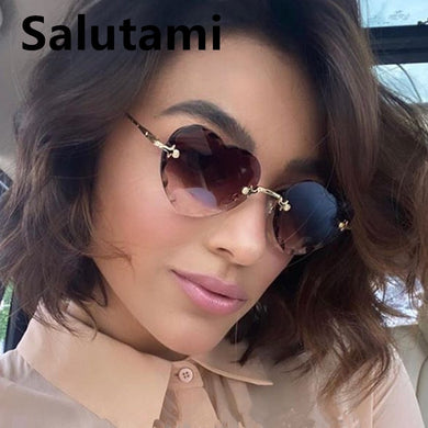 Cute Love Heart Shape Cat Eye Sunglasses For Women Ins Alloy Flower Frame 2023 Female Sexy Elegant Sun Glasses
