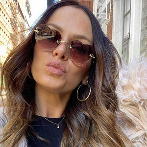 Cute Love Heart Shape Cat Eye Sunglasses For Women Ins Alloy Flower Frame 2023 Female Sexy Elegant Sun Glasses