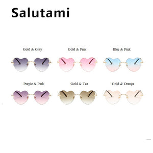 Cute Love Heart Shape Cat Eye Sunglasses For Women Ins Alloy Flower Frame 2023 Female Sexy Elegant Sun Glasses