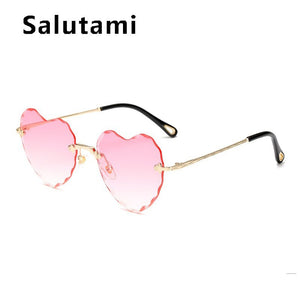 Cute Love Heart Shape Cat Eye Sunglasses For Women Ins Alloy Flower Frame 2023 Female Sexy Elegant Sun Glasses
