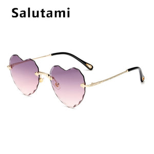 Cute Love Heart Shape Cat Eye Sunglasses For Women Ins Alloy Flower Frame 2023 Female Sexy Elegant Sun Glasses