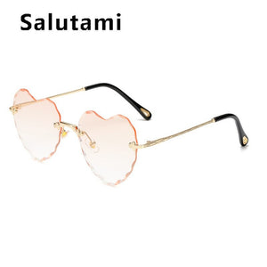 Cute Love Heart Shape Cat Eye Sunglasses For Women Ins Alloy Flower Frame 2023 Female Sexy Elegant Sun Glasses