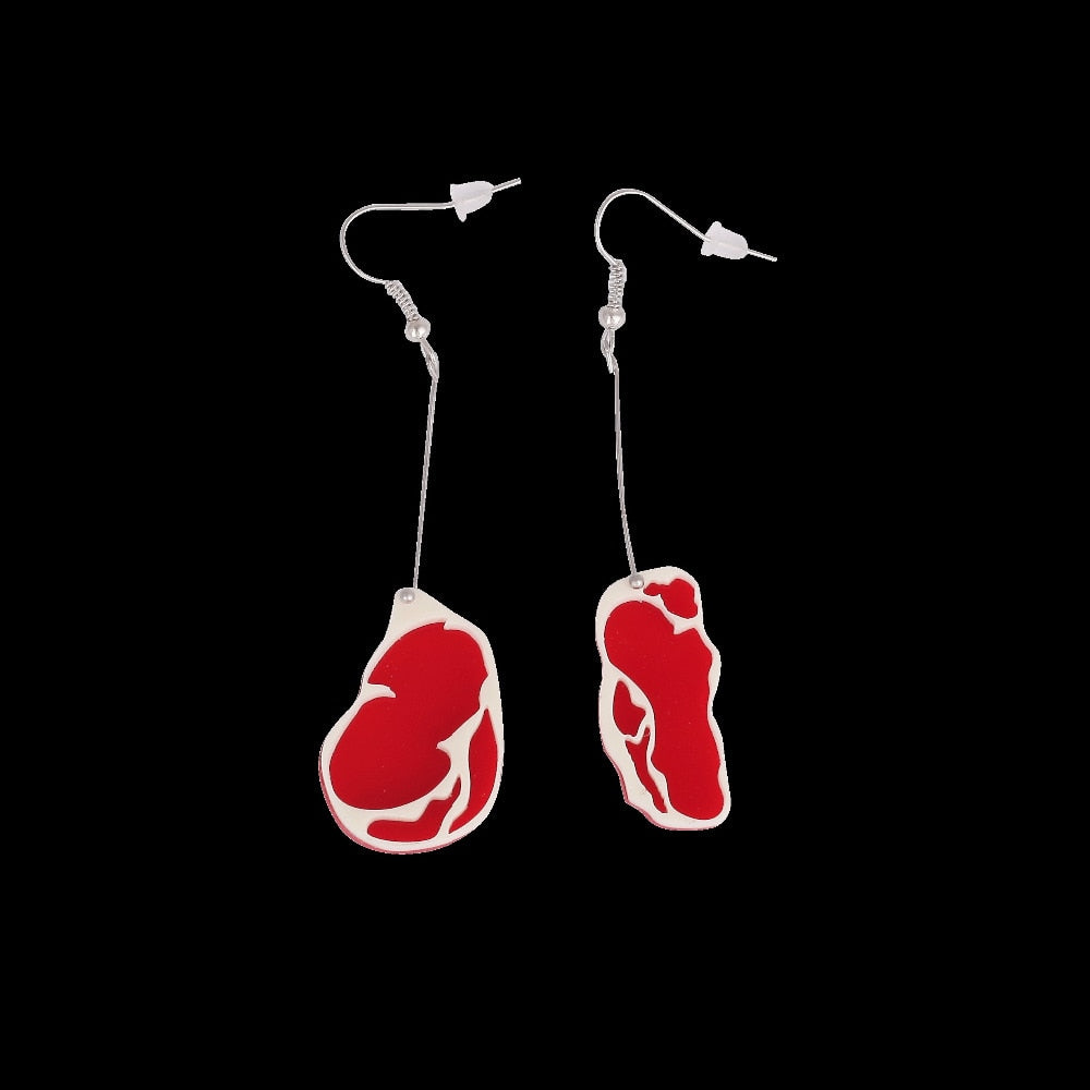 Cute Lovely Foods Design Stud Earrings Creative Cartoon steak meat Cookies Ear For Women Gift