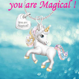Cute Rainbow Unicorn Necklace Fashion Cartoon Animal Necklaces for Kids Children Heart Statement Jewelry Gifts 2020 New