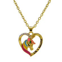 Load image into Gallery viewer, Cute Rainbow Unicorn Necklace Fashion Cartoon Animal Necklaces for Kids Children Heart Statement Jewelry Gifts 2020 New