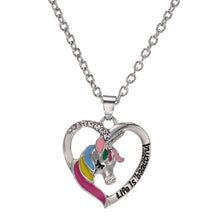 Load image into Gallery viewer, Cute Rainbow Unicorn Necklace Fashion Cartoon Animal Necklaces for Kids Children Heart Statement Jewelry Gifts 2020 New