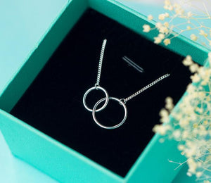 Carino vero. Gioielli in argento sterling 925 intrecciati con doppio cerchio rotondo Collana con pendente a catena Cerchio della vita di buona qualità LX547 