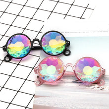Load image into Gallery viewer, Cute Round Kaleidoscope Glasses Rave Festival Holographic Sunglasses Colorful Kids Children Party Photo Prop Eyewear