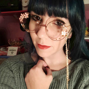Cute Sakura Pendant Clear Optical Glasses Frame Women Round Girls Retro Eyeglasses Gothic Handmade Eyewear Glass Oculos De Gafas